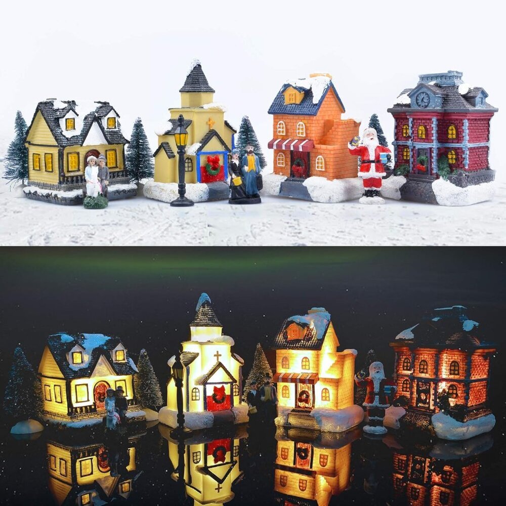 Christmas Village Sets-Christmas Decorations,LED Lighted Christmas Village House
